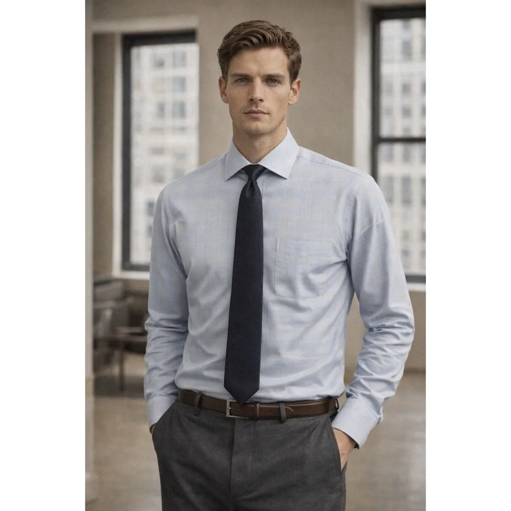 charles tyrwhitt mens dress shirts Charles Tyrwhitt‎ Blue Windowpane Dress Shirt Mens 16.5 34 Classic Business